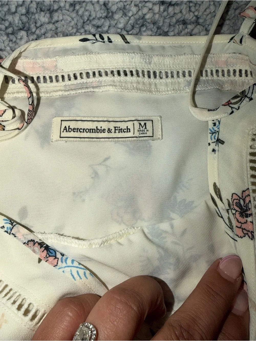 Abercrombie & Fitch Cream Maxi Dress with Pink Floral Print